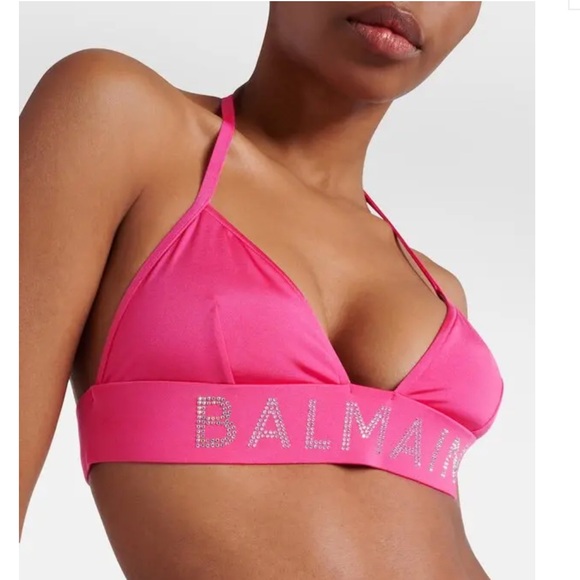 BALMAIN**BARBIE Fuscia Pink w/Strass Crystal Logo Bikini Set***F36;Sm. $545 - Picture 4 of 11